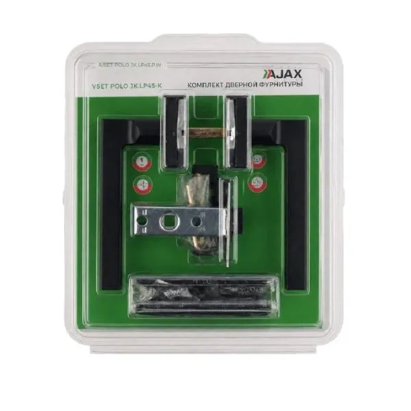 Комплект ручек с защелкой, с петлями A/SET POLO JK.LP45.W BL-24 черный AJAX