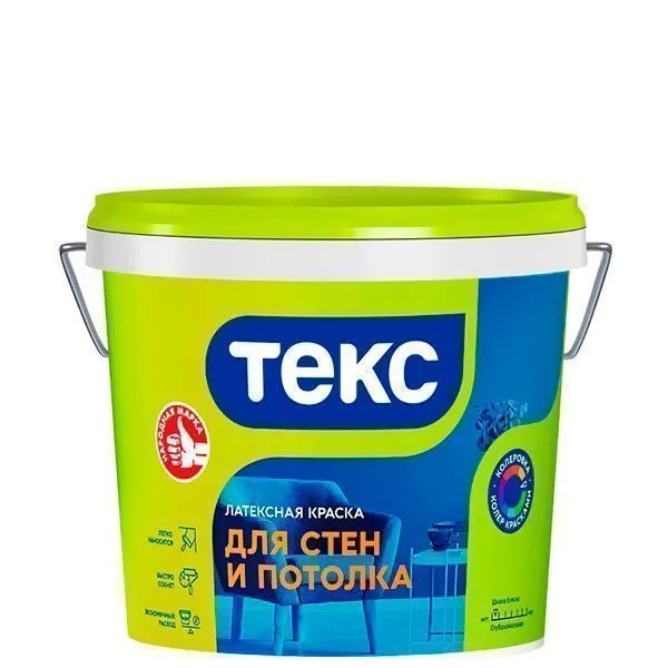 Краска водно-дисперсионная универсал ТЕКС для стен и потолка 14кг
