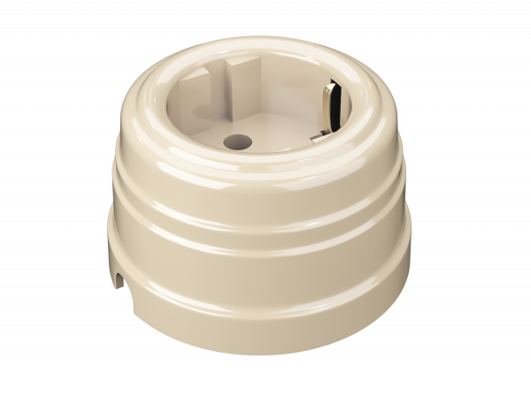 Розетка пластик.двухполюс. с/з песочное золото УСАДЬБА