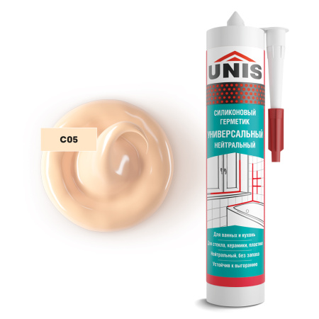 Герметик силиконовый универсальный Юнис UN-80 бежевый С05 300 мл