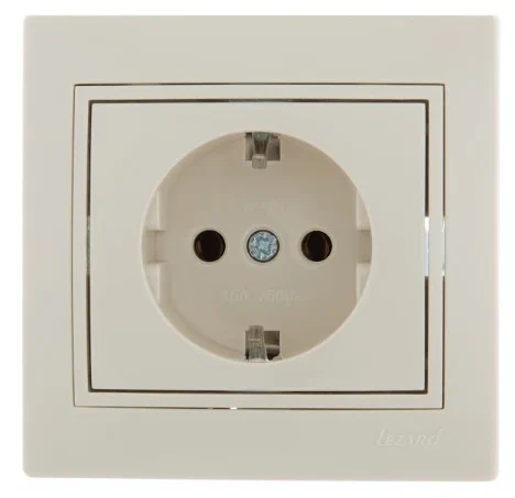Розетка Lezard MIRA одинарная со шторкам крем