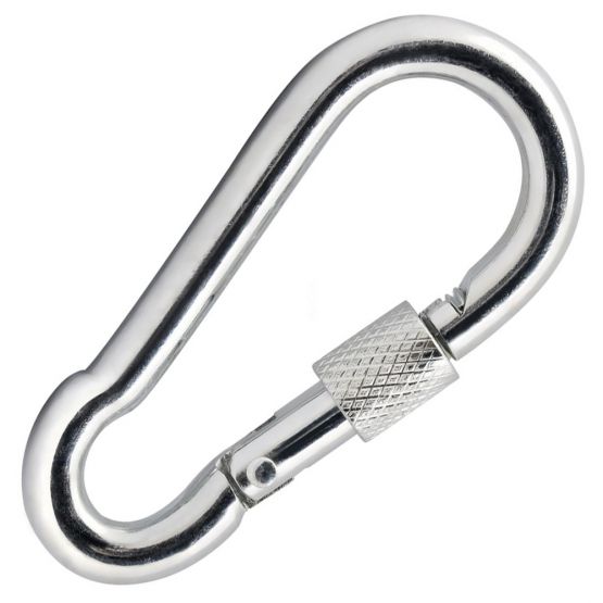 Карабин пожарный 5 мм с предохранительной гайкой оцинкованный DIN5299D