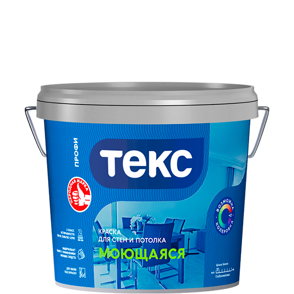 Краска водно-дисперсионная ТЕКС профи моющаяся супербелая D 9л
