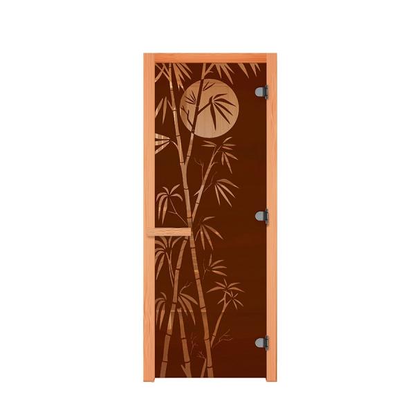 Дверь стекло Бронза БАМБУК 190х70 (8мм, 3 петли 716 CR) ольха Пр