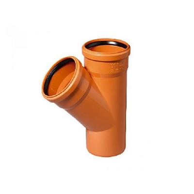 Тройник канализационный для наружных работ d110 мм х d110 мм х 45° Рыжий