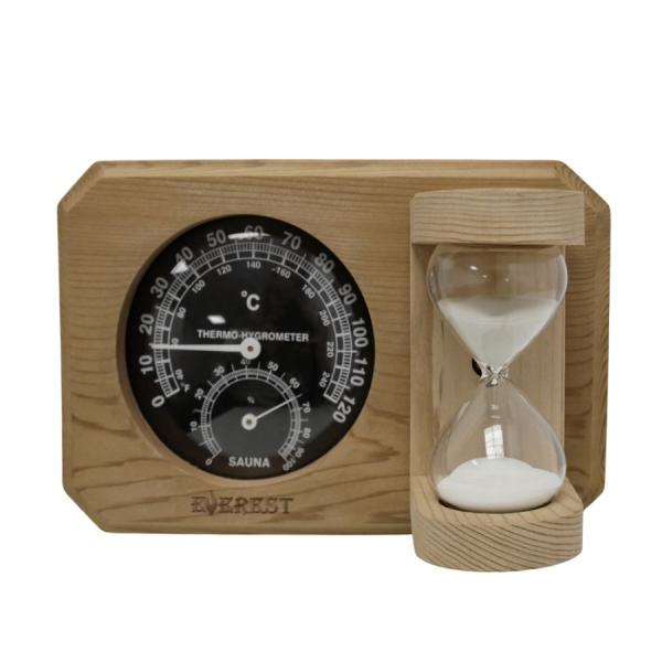 Термогигрометр мини EVEREST c часами кедр (TG-08 black)