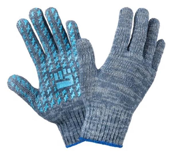 Перчатки полушерстяные ПВХ точка серые 7,5 класс
