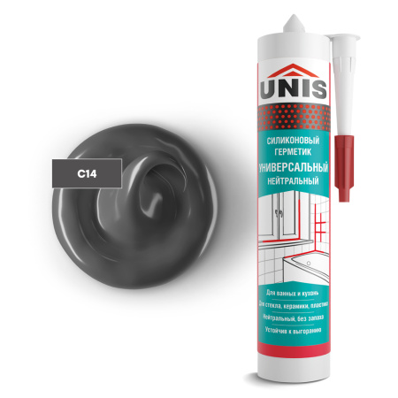 Герметик силиконовый универсальный Юнис UN-80 графит С14 300 мл