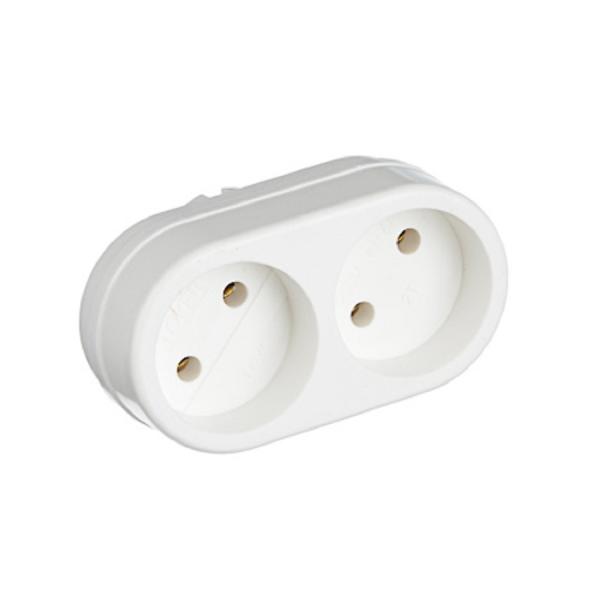 Сетевой разветвитель Toker 2Т без заземления 6А, белый