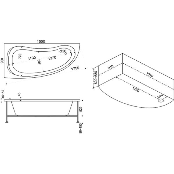 Каркас к акриловой ванне Bas АЛЕГРА 150х90