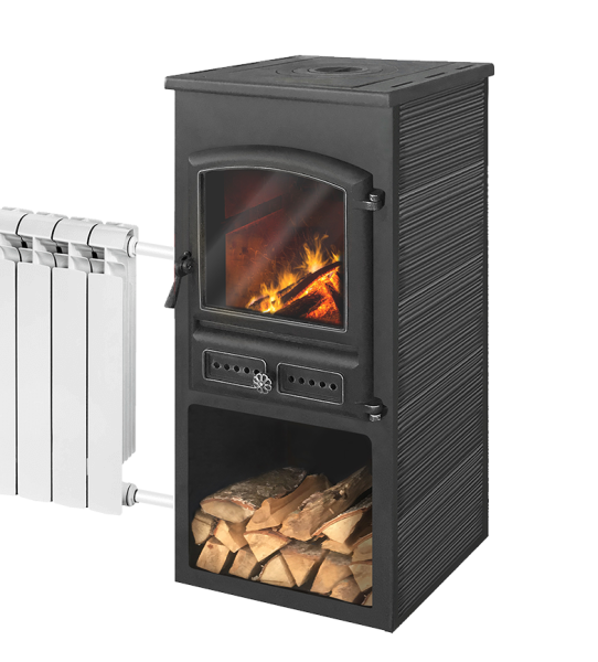 "Камин ЭТНА (БКД) с плитой и т/о ""Антрацит"" Ø115мм"