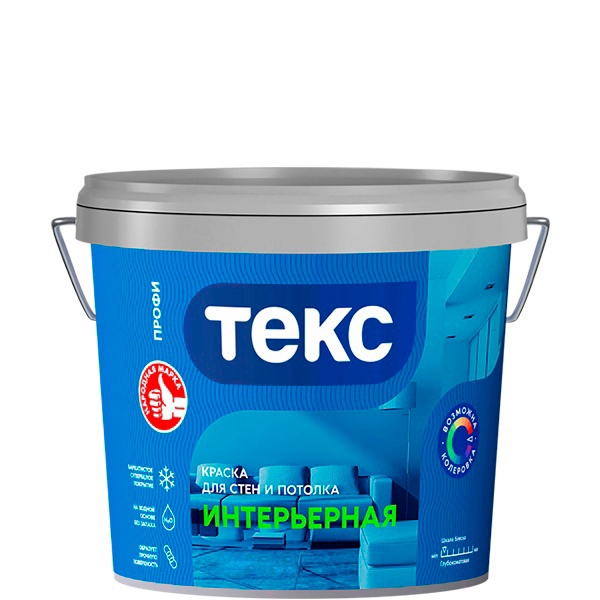 Краска водно-дисперсионная ТЕКС профи интерьерная супербелая A 0,9л Краска водно-дисперсионная ТЕКС профи интерьерная супербелая A 0,9л