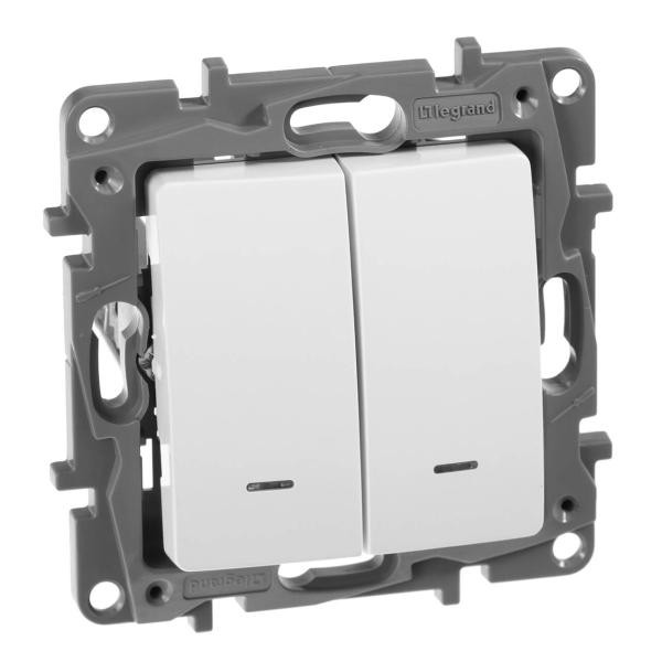 Выключатель проходной Legrand ETIKA двухклавишный крем