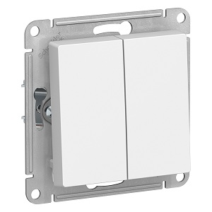 Выключатель Schneider ATLASDESIGN двухклавишный GN 10AX белый Выключатель Schneider ATLASDESIGN двухклавишный GN 10AX белый