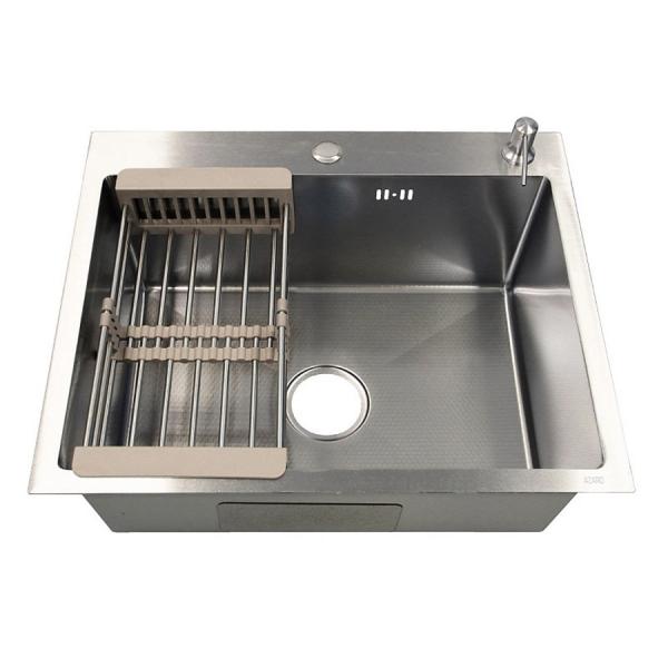 Мойка кухонная NICOLE (600х500х220) нержавеющая сталь серебро соты (сифон, диспенсер, коландер)