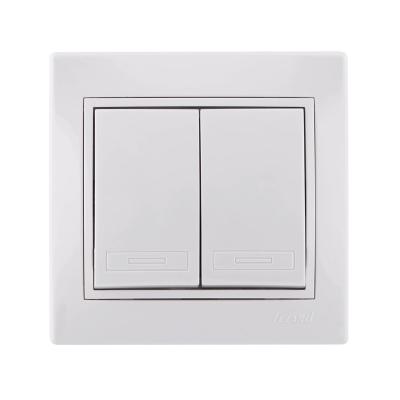 Выключатель Lezard двухклавишный скрытая установка белый с белой вставкой