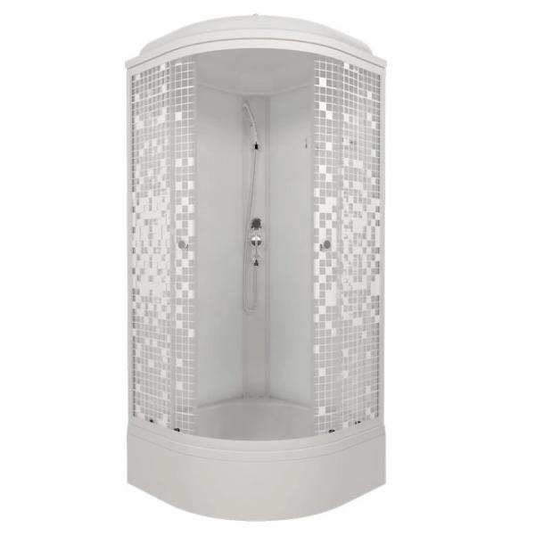 Душевая кабина Тритон Мозаика 90х90 1/4 круга средний поддон 7 мест +сифон 50мм