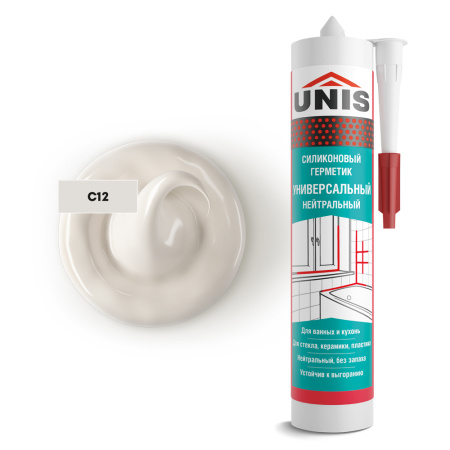 Герметик силиконовый универсальный Юнис UN-80 серебро С12 300 мл