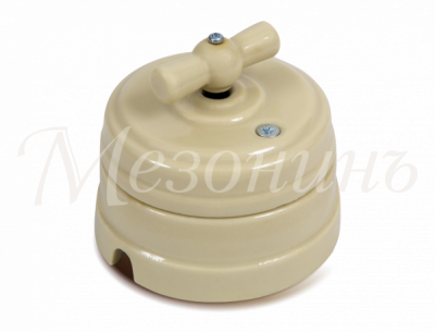 Выключатель фарфор.на 2 полож.(1 клав.) слонов.кость НОВАЯ ГОЛЛАНДИЯ