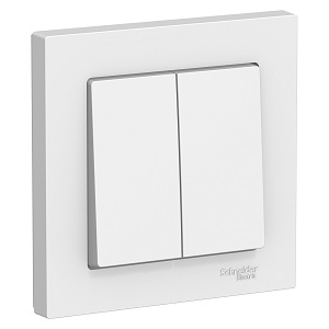 Выключатель Schneider ATLASDESIGN двухклавишный GN 10AX в сборе белый Выключатель Schneider ATLASDESIGN двухклавишный GN 10AX в сборе белый
