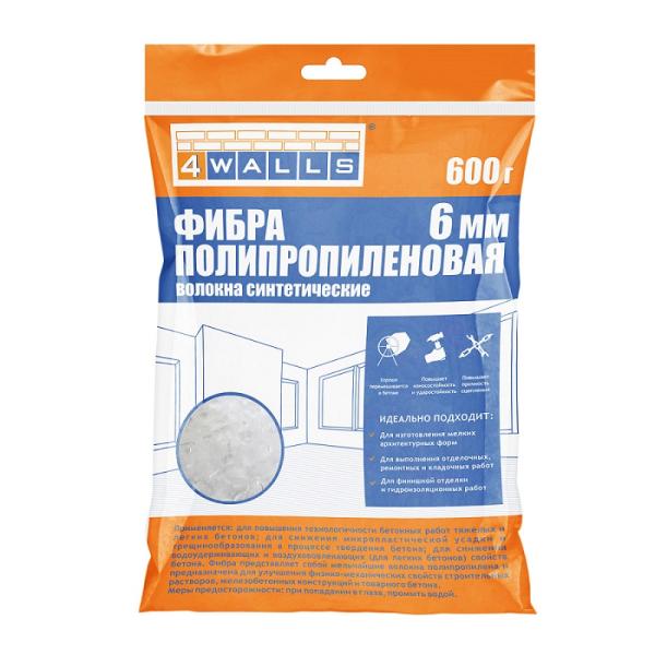 Фибра Полипропиленовая 6мм 0,6кг 4WALLS/12