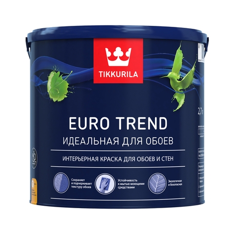 Краска водно-дисперсионная EURO TREND A для обоев и стен матовая 2,7л