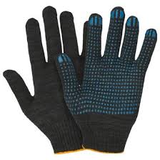 Перчатки х/б ПВХ точка черные 10 класс Эконом