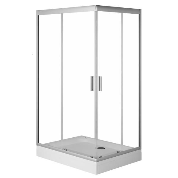 Душевое ограждение AM PM Gem Twin Slide 120х80, стекло прозрач, профиль мат хром,низкий поддон, сиф