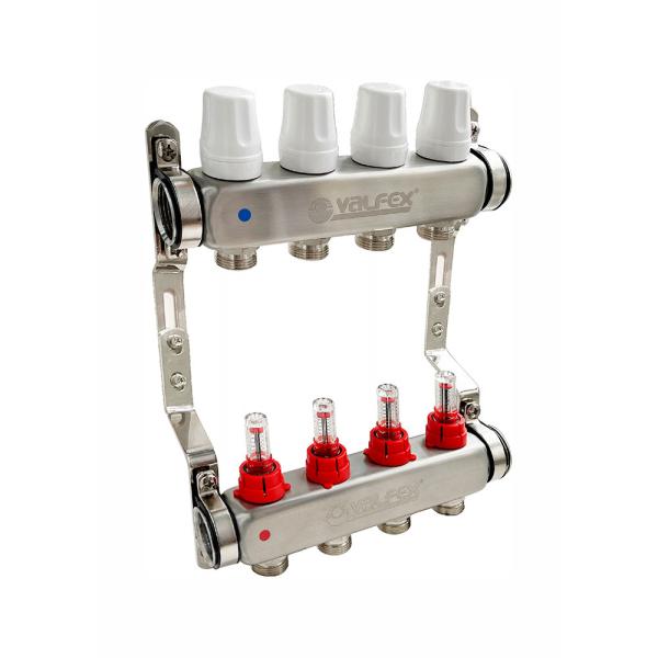 Коллекторный блок VALFEX нержавеющая сталь на 10 контуров