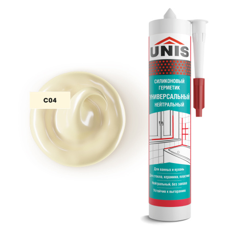 Герметик силиконовый универсальный Юнис UN-80 слоновая кость С04 300 мл
