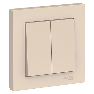 Выключатель Schneider ATLASDESIGN двухклавишный GN 10AX в сборе бежевый Выключатель Schneider ATLASDESIGN двухклавишный GN 10AX в сборе бежевый