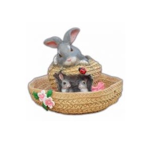 Садовая фигура Шляпа с зайцами Н-21см