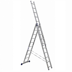 Лестница трехсекционная универсальная усиленная Алюмет 3х15 h 10,95 м