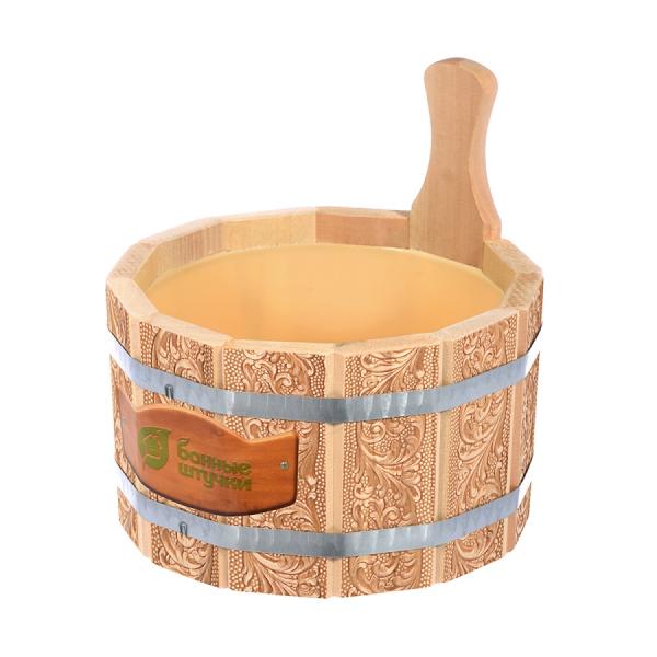 Ушат 3,5л Цветы с пластиковой вставкой