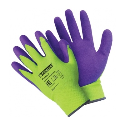 Перчатки х/б для тяжелых работ с полиэстером с текстурным латексным покрытием  №9 L