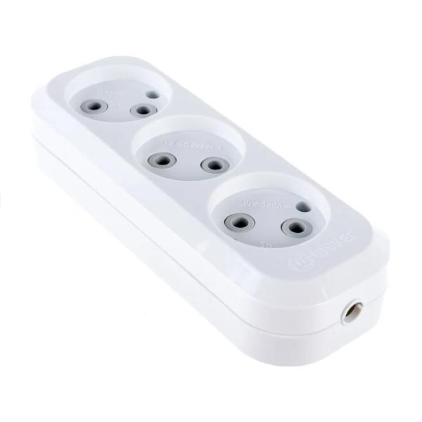 Колодка удлинителя Makel с тремя розетками без заземления 10А, белая