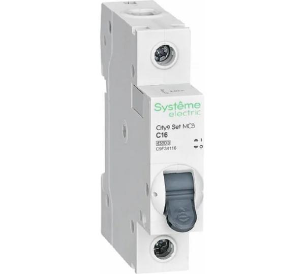 Автоматический выключатель  Systeme Electric City9 Set 1Р 16A тип С 4,5кА