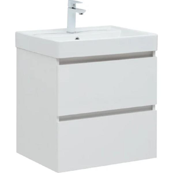 Тумба Акванет Вита цв.белый матовый с раковиной-столешницей Flat 80