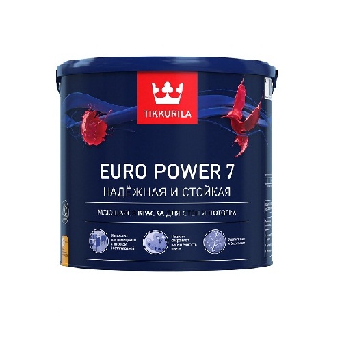 Краска водно-дисперсионная EURO POWER 7 А интерьерная  матовая 0,9л