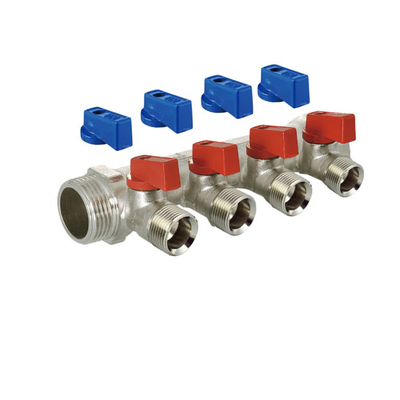 Коллектор TIM с шаровыми кранами 3/4"х1/2" 4 выхода под конус