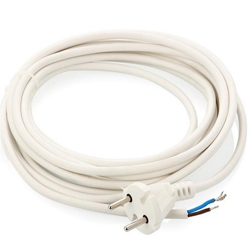 Шнур сетевой LUX V2 ПВС 2х0,75 с вилкой 1,5м с заземлением белый