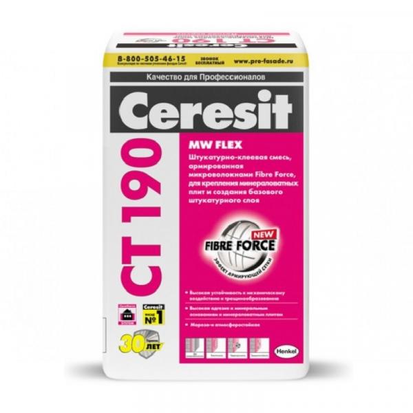 Клей для минеральной ваты Ceresit СТ190 25кг Клей для минеральной ваты Ceresit СТ190 25кг