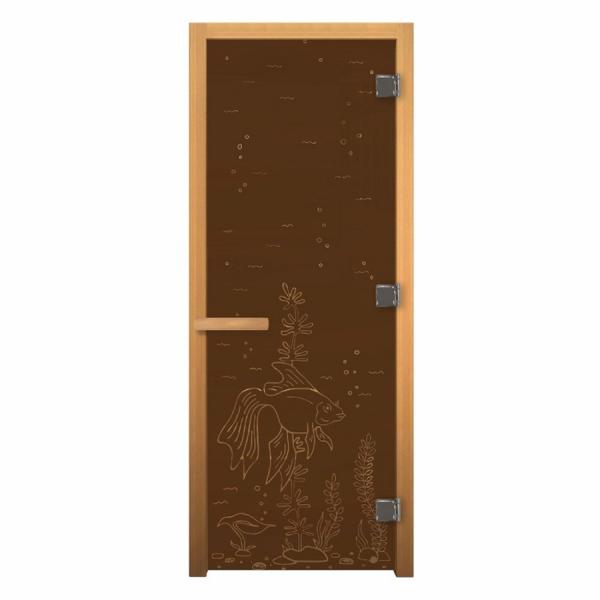 Дверь стекло матовое Рыбка 190х70 (8мм, 3 петли 710 CR) (ОСИНА) Пр