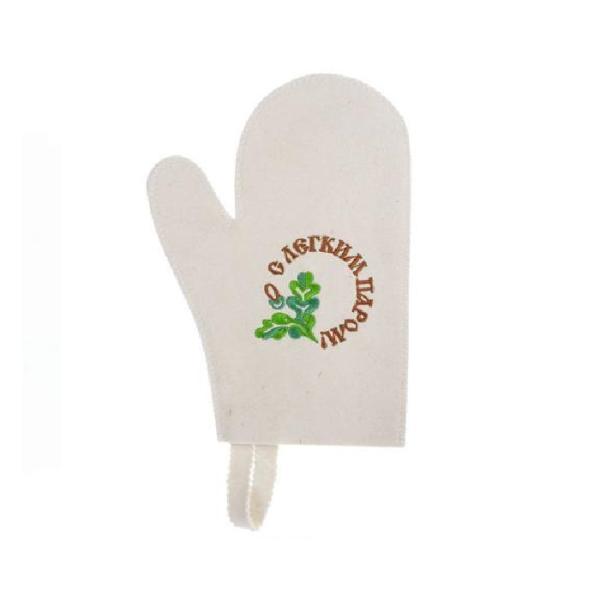 Рукавица войлок белый с вышивкой