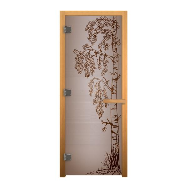 Дверь стекло Сатин Березка 190х70 (6мм, 2 петли 710) ольха левая