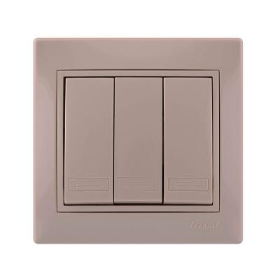 Выключатель Lezard трехклавишный скрытая установка крем с кремовой вставкой