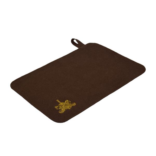 Коврик для бани и сауны с вышивкой войлок, коричневый