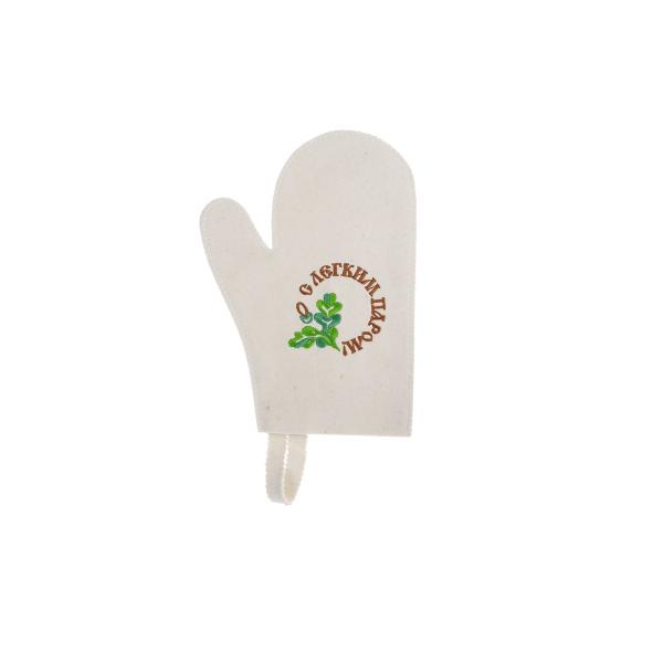 Рукавица войлок белый с вышивкой