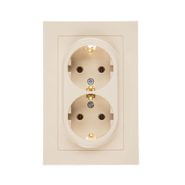 Розетка Schneider ATLASDESIGN двойная 16А с заземлением в сборе бежевый