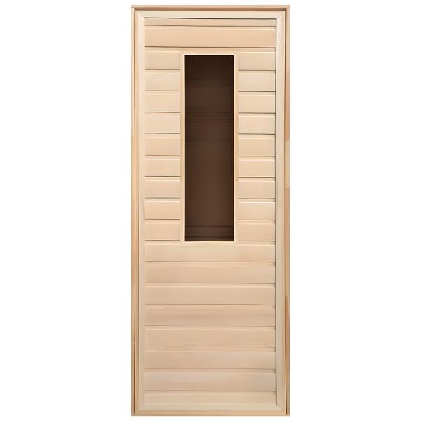 Дверь липа с прямоугольным стеклом 1900х700 коробка осина